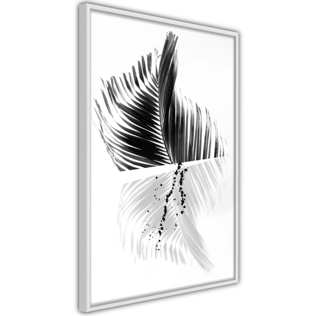 Plakat czarno-biała abstrakcja pióra natura