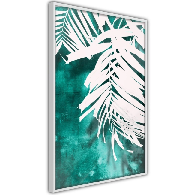 Plakat - Biała palma na turkusowym tle