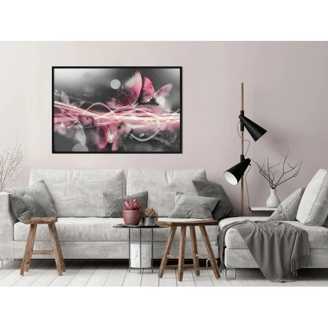 Plakat na ścianę nowoczesny motyle abstrakcja róż