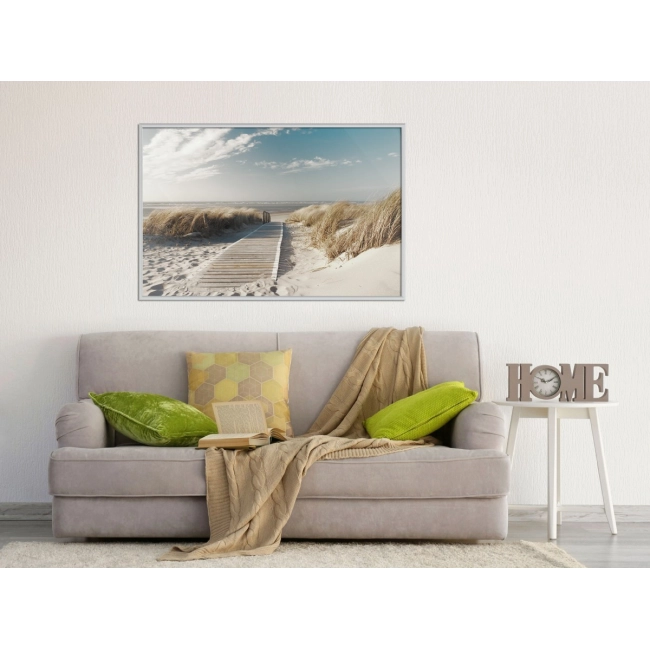 Plakat na ścianę morze molo kładka trzciny piasek krajobraz