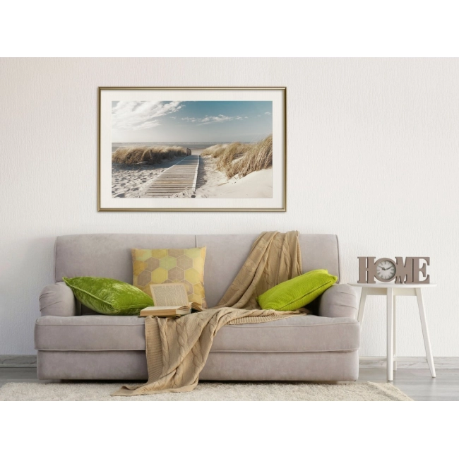 Plakat na ścianę morze molo kładka trzciny piasek krajobraz