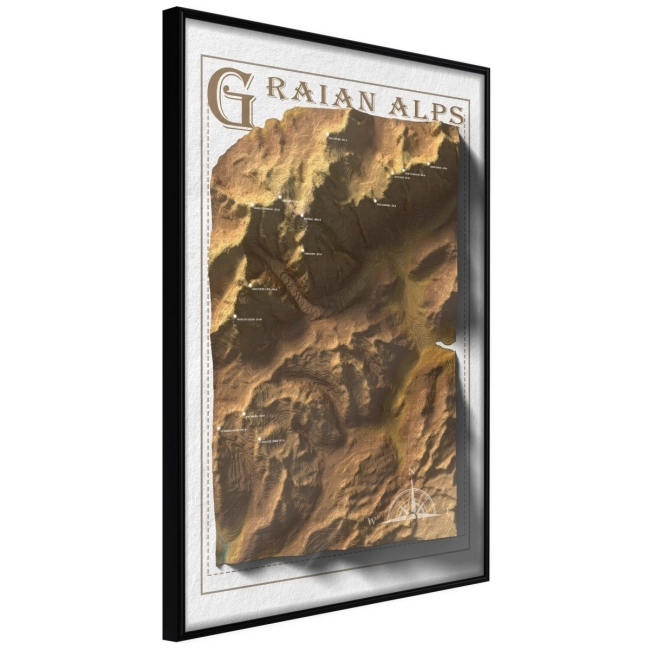 Plakat - Mapa reliefowa: Alpy Graickie