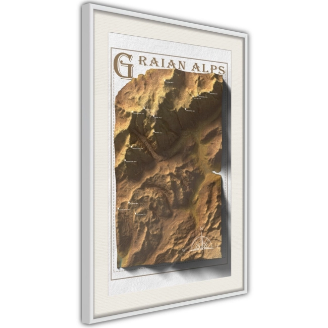 Plakat - Mapa reliefowa: Alpy Graickie