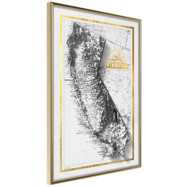 Plakat - Mapa reliefowa: Kalifornia