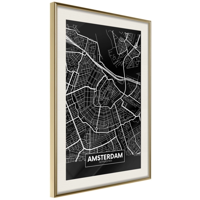 Plakat - Plan miasta: Amsterdam (ciemny)