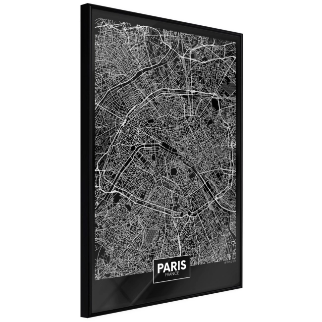 Plakat - Plan miasta: Paryż (ciemny)