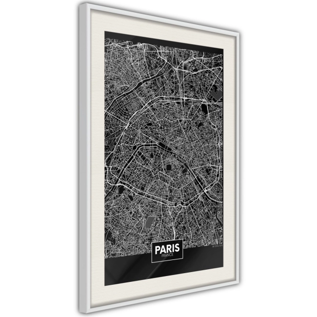 Plakat - Plan miasta: Paryż (ciemny)
