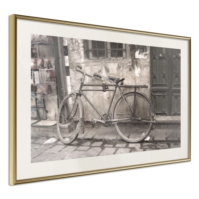 Plakat stary rower vintage retro architektura