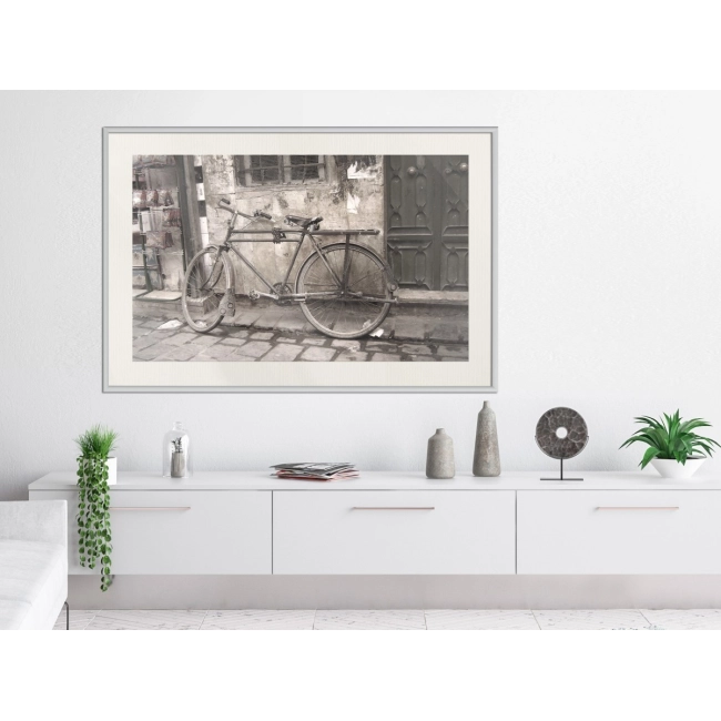 Plakat stary rower vintage retro architektura