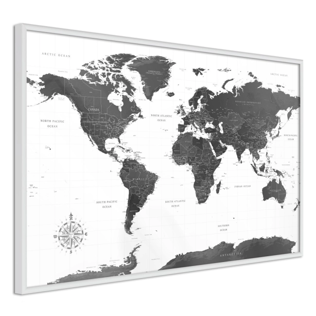 Plakat - Świat w czerni i bieli MAPA