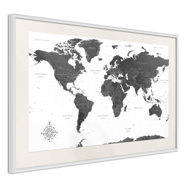 Plakat - Świat w czerni i bieli MAPA
