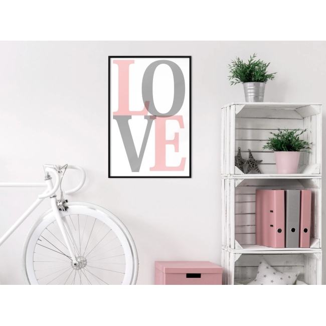 Plakat - Szaro-różowe Love