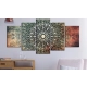 Obraz - Centrum (5-częściowy) szeroki zielony OBRAZ NA PŁÓTNIE WŁOSKIM