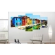 Obraz - Domy w kolorach tęczy OBRAZ NA PŁÓTNIE WŁOSKIM