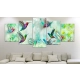 Obraz - Kolorowe kolibry (5-częściowy) szeroki zielony