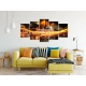 Obraz - Rój motyli (5-częściowy) szeroki pomarańczowy