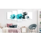 Obraz - Spokojne malwy (5-częściowy) szeroki turkusowy