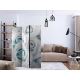 Parawan 3-częściowy - Atłasowa róża (turkusowy) [Room Dividers]