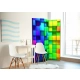 Parawan 3-częściowy - Kolorowe sześciany [Room Dividers]