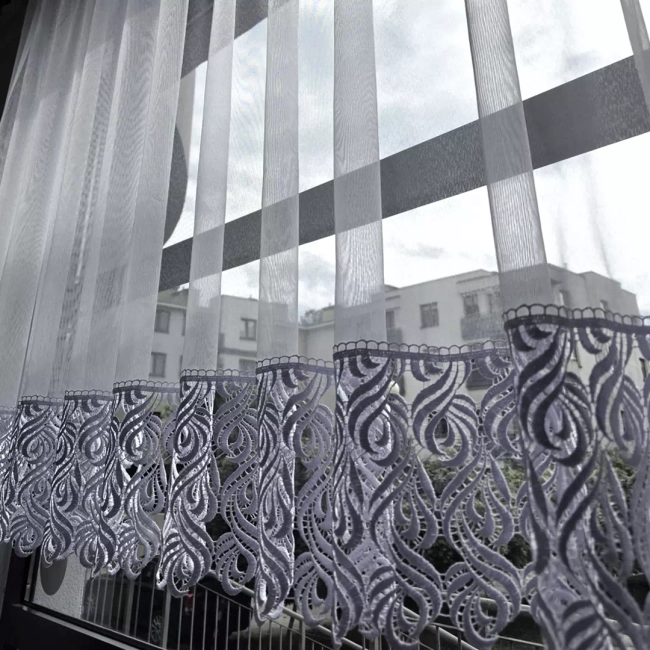 Firana z Gipiurą 20cm ROZALIA - Firana do kuchni pokoju sypialni salonu - na wymiar