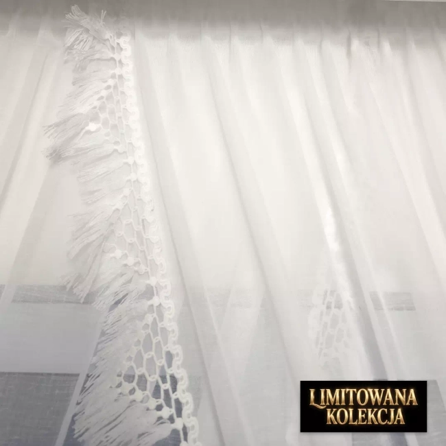 Firana zakładana INEZ 400x260 z koronką i frędzlami - limitowana kolekcja