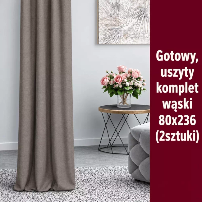 Zasłony Gotowe już uszyte! Kolor Szary, Welur - Ostatnie komplety! 80cm szerokości